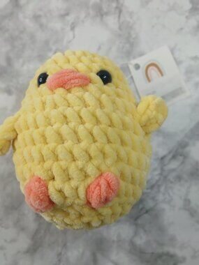 NEW Handmade Crochet Chick Plush Soft Yellow Bird Stuffed Toy Amigurumi Gift